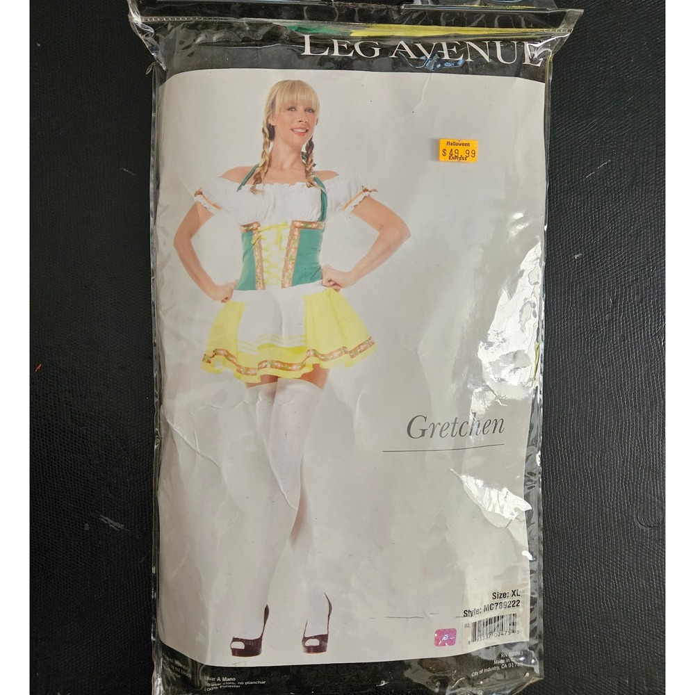 Leg Avenue Gretchen Oktoberfest Beer Girl Costume Dress Green Yellow XL MC789222